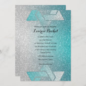Invitation Bat mitzvah Glittery Gradient Turquoise (Devant / Derrière)