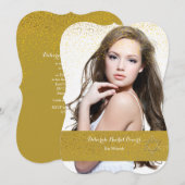 Invitation Bat mitzvah Gold Confetti (Devant / Derrière)