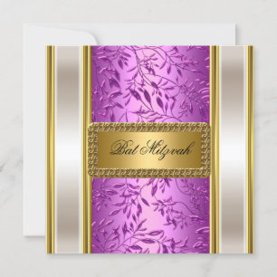 Invitation Bat mitzvah Gold et Purple Art Déco