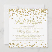 Invitation Bat mitzvah Gold Faux Parties scintillant Confetti (Devant)