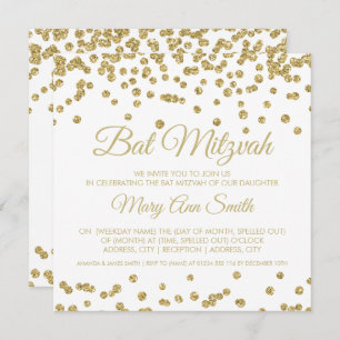 Invitation Bat mitzvah Gold Faux Parties scintillant Confetti
