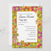 Invitation Bat mitzvah Gold Star Abstrait Star Damask (Devant)