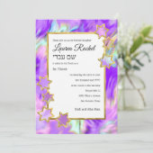 Invitation Bat mitzvah Gold Star Abstrait Tie Dye Purple (Debout devant)