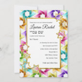 Invitation Bat mitzvah Gold Star couleur Damask (Devant)