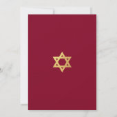 Invitation Bat Mitzvah Gold Star of David Simple Burgundy Red (Dos)