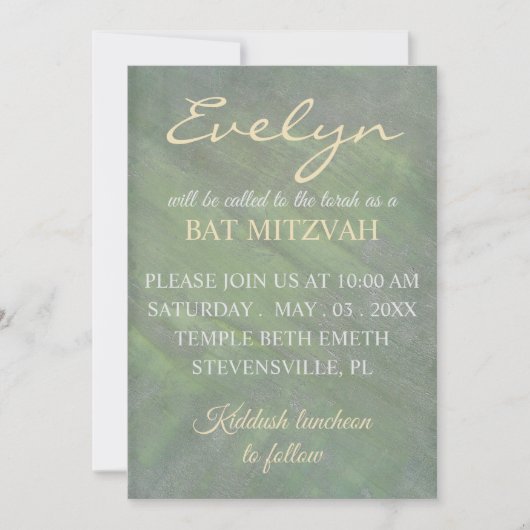 Invitation Bat mitzvah Greens Silvers (Devant)