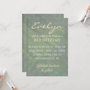 Invitation Bat mitzvah Greens Silvers