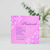 Invitation Bat mitzvah Hadassah Floral Pink Purple (Debout devant)