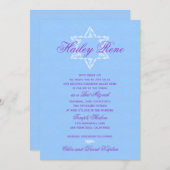 Invitation Bat mitzvah Hailey avec Damask Blue (Devant / Derrière)