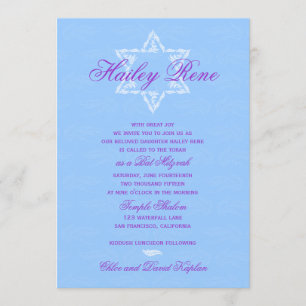 Invitation Bat mitzvah Hailey avec Damask Blue
