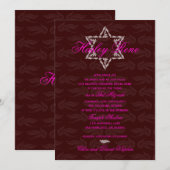 Invitation Bat mitzvah Hailey avec Damask Maroon (Devant / Derrière)