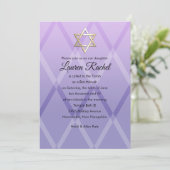 Invitation bat mitzvah Harlequin Purple Lavender (Debout devant)