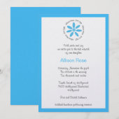Invitation Bat mitzvah Hebrew Blue Daisy (Devant / Derrière)