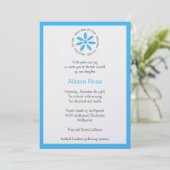 Invitation Bat mitzvah Hebrew Blue Daisy (Debout devant)