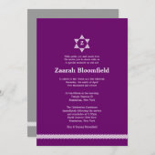 Invitation Bat mitzvah Herringbone Star (Devant / Derrière)
