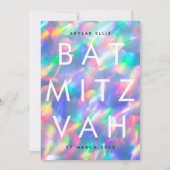 Invitation BAT MITZVAH Iridescente Ultra Moderne QR CODE RSVP (Devant)