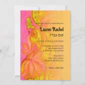 Invitation Bat mitzvah jaune orange rose bohème Floral (Devant)