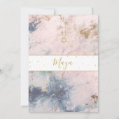 Invitation Bat mitzvah juif rose blanc or hébreu (Dos)