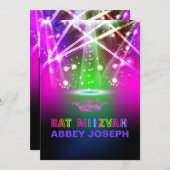 Invitation Bat mitzvah Laser PixDezines / Lumières Neon (Devant / Derrière)