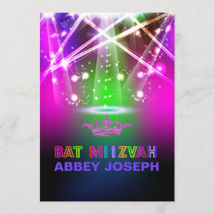 Invitation Bat mitzvah Laser PixDezines / Lumières Neon