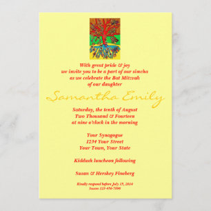 Invitation Bat mitzvah : Les coeurs se développent dans la