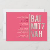 Invitation Bat Mitzvah Lettrage Moderne Gras (Devant)