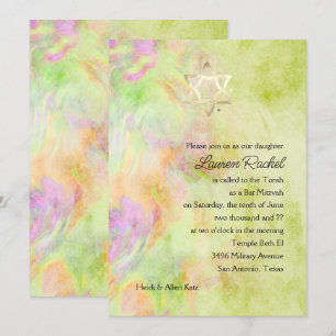 Invitation bat mitzvah Lime Green Tie Dye