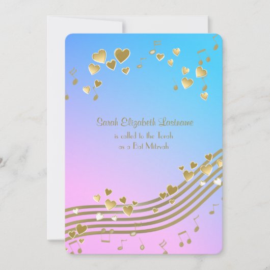 Invitation Bat mitzvah Love Songs (Devant)