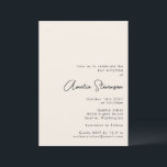 Invitation Bat mitzvah minimaliste moderne noir et ivoire<br><div class="desc">Invitation minimaliste moderne de Bat mitzvah noir et ivoire</div>