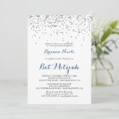 Invitation Bat mitzvah minimaliste Silver Confetti (Debout devant)
