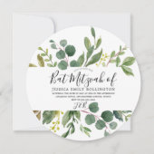 Invitation Bat mitzvah moderne à feuilles vertes ou Bar Mitzv (Devant)