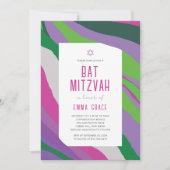 Invitation Bat Mitzvah Moderne Abstraite (Devant)