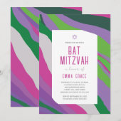 Invitation Bat Mitzvah Moderne Abstraite (Devant / Derrière)