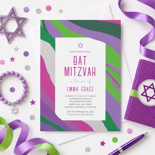 Invitation Bat Mitzvah Moderne Abstraite