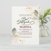 Invitation Bat mitzvah Moderne Aquarelle Parties scintillant (Debout devant)