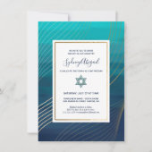 Invitation Bat mitzvah moderne Blue and Gold ou Bar Mitzvah (Devant)