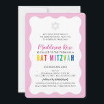 Invitation BAT MITZVAH MODERNE couleurs arc-en-ciel ondulé ro<br><div class="desc">par kat massard >>> https://linktr.ee/simplysweetpaperie <<< Un design d'invitation moderne et sobre pour le BAR, Bat ou B'NAI MITZVAH de votre enfant :: 1. Pour modifier/déplacer des graphiques et des polices et ajouter du texte - cliquez sur le bouton "customiser". - - - - - - - - - -...</div>
