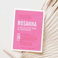 BAT MITZVAH moderne design minimal rouge rose