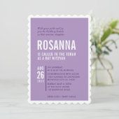 Invitation BAT MITZVAH moderne design minimal violet (Debout devant)