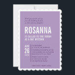 Invitation BAT MITZVAH moderne design minimal violet<br><div class="desc">par kat massard > WWW.SIMPLYSWEETPAPERIE.com J'aime le design,  mais je voudrais voir quelques changements - un autre jeu de couleurs,  un autre produit,  ajouter une photo ou adapter pour une occasion différente - pas de souci contactez-moi - je suis heureux de vous aider! - - -</div>