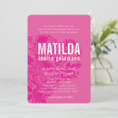 Invitation BAT MITZVAH moderne élégant rose joli rose (Debout devant)