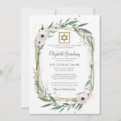 Invitation Bat mitzvah moderne géométrique étoile florale de (Devant)