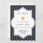 Invitation Bat mitzvah Moderne Marine Étoile Bleue De David (Devant)
