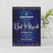 Invitation Bat mitzvah Moderne Marine Gold Parties scintillan (Debout devant)