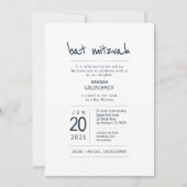 Invitation Bat mitzvah moderne + minimaliste (Devant)