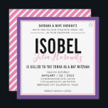 Invitation BAT MITZVAH moderne minimaliste couleur rose viole<br><div class="desc">par kat massard >>> kat@simplysweetPAPERIE.com <<< CONTACTEZ-MOI pour un libellé personnalisé ou pour ajouter des lignes en hébreu Aimez le design, mais souhaitez voir quelques changements - un autre jeu de couleurs, un autre produit, ajoutez une photo ou adapté pour une occasion différente - pas de souci contactez-moi - Je...</div>