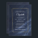 Invitation Bat mitzvah moderne Monogramme Gold Frame<br><div class="desc">Composé d'élégantes typographies de script serif et cursive sur cadre doré et arrière - plan bleu foncé

Il est conçu par Select Party Supplies,  exclusif pour Zazzle.

Disponible ici :http://www.zazzle.com/selectpartysupplies</div>