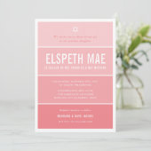 Invitation BAT MITZVAH moderne ombre dégradé cool corail rose (Debout devant)