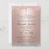 Invitation Bat mitzvah Moderne Rose Gold Parties scintillant (Devant)