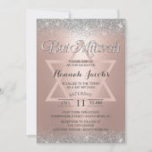 Invitation Bat mitzvah moderne Rose Gold & Silver Parties sci (Devant)